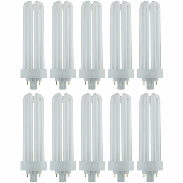 Sunlite PLT42/E/SP30K Fluorescent 42W PLD Triple U-Shaped Twin Tube CFL Bulbs, 4-Pin GX24Q-4, 3000K, 10PK 40589-SU